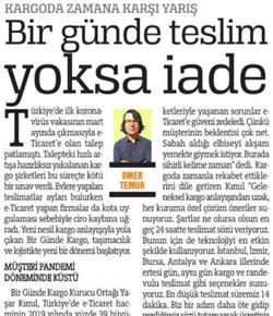 Türkiye Gazetesi - Bir günde teslim yoksa iade