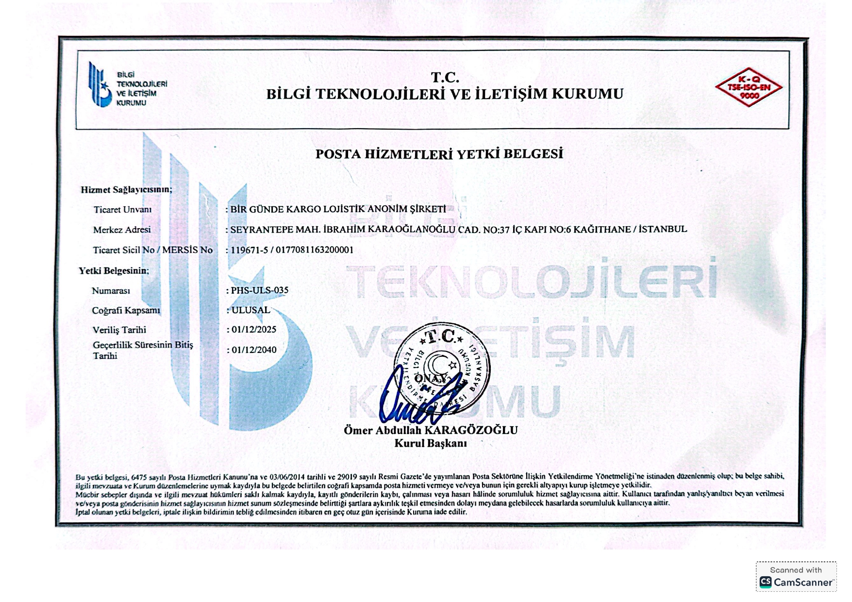 ISO 9001 Kalite Yönetim Sistemi